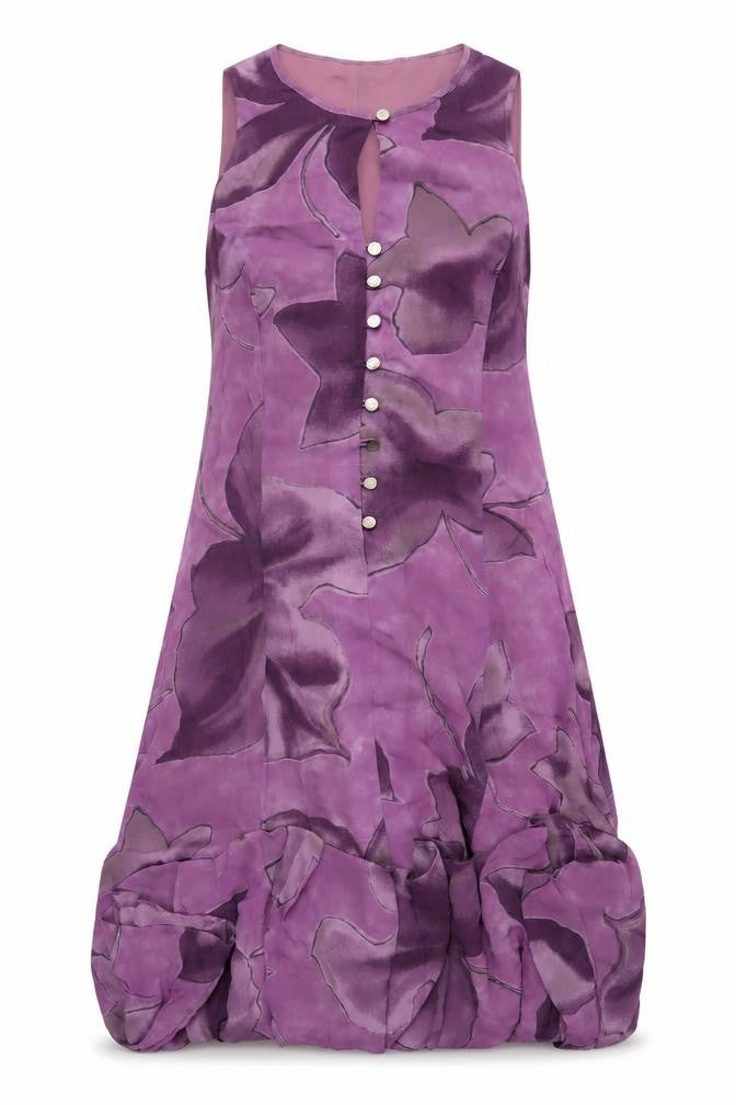JV Collection Women's Purple Floral Bubble Hem Dress