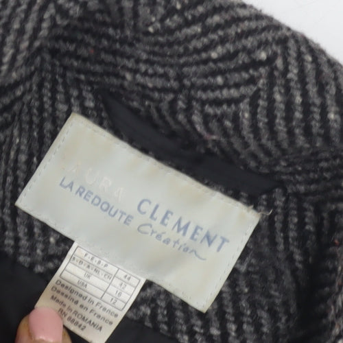 Laura Clement Women’s Black Wool Overcoat Size 18