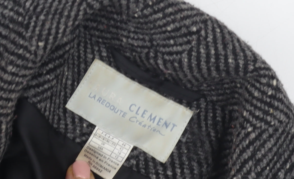 Laura Clement Women’s Black Wool Overcoat Size 18