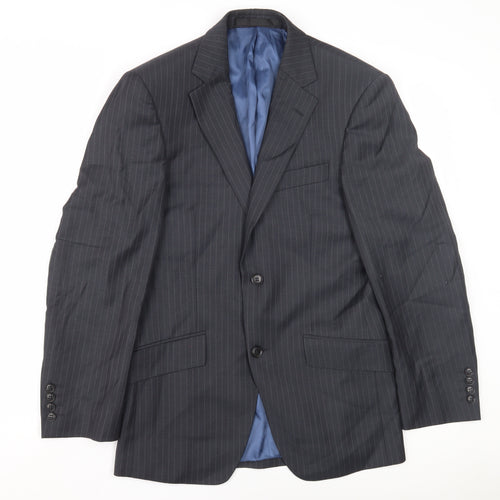 Marks and Spencer Men's Grey Striped Wool Blazer 34 Short Regular Fit
