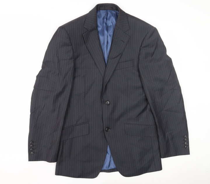 Marks and Spencer Men's Grey Striped Wool Blazer 34 Short Regular Fit
