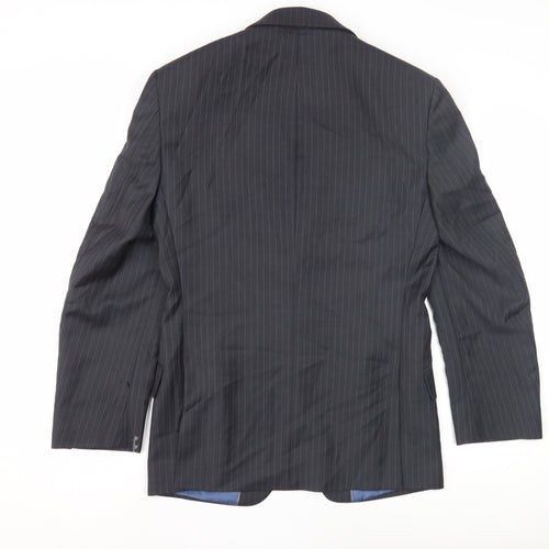 Marks and Spencer Men's Grey Striped Wool Blazer 34 Short Regular Fit