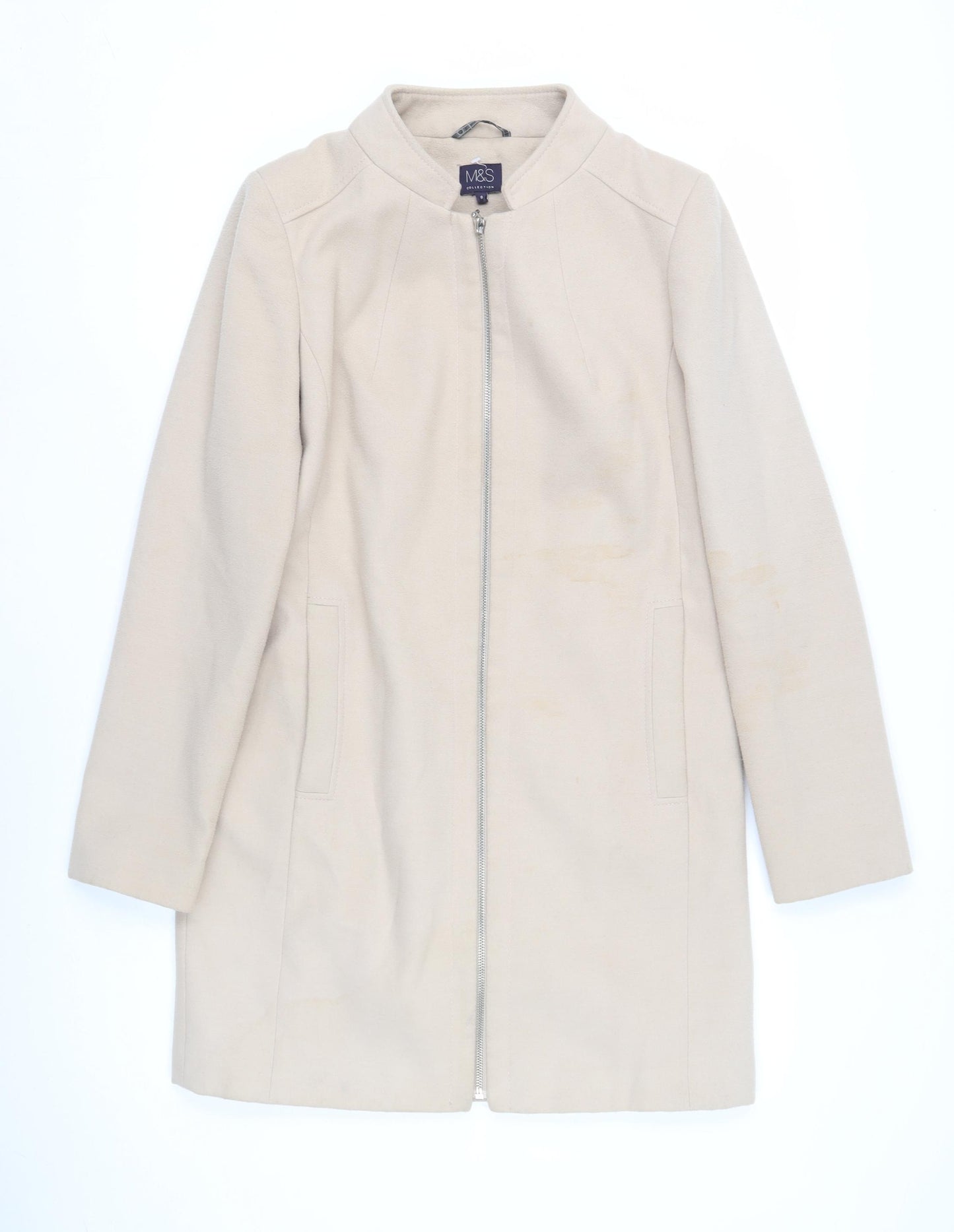 Marks and Spencer Women's Beige Wool Blend Coat Size 8