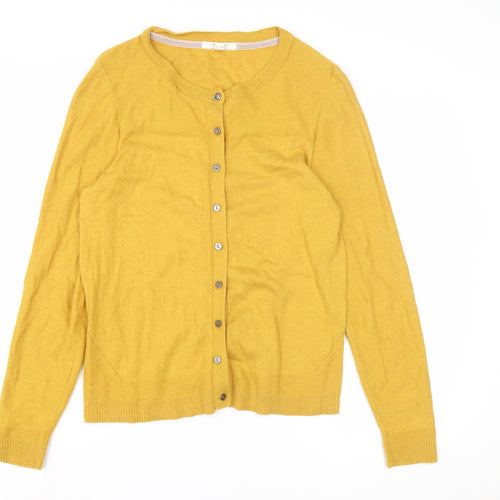 White Stuff Women's Yellow Cardigan UK 14 Merino Wool