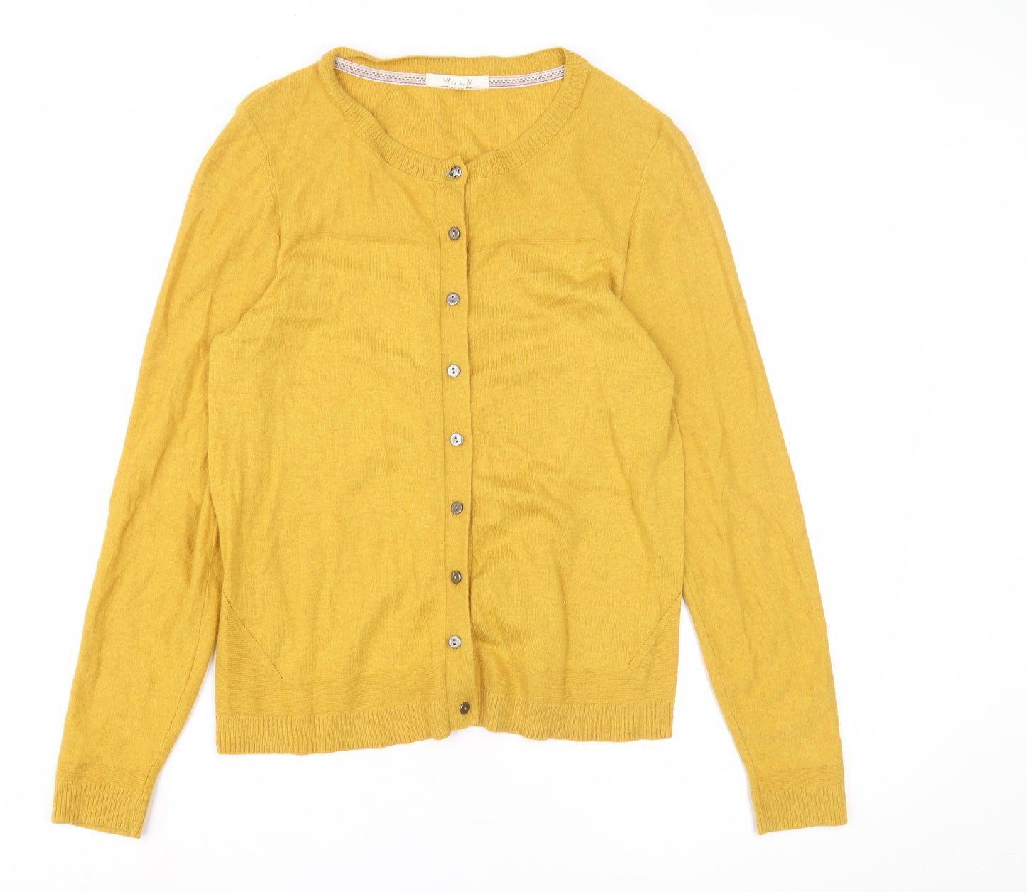 White Stuff Women's Yellow Cardigan UK 14 Merino Wool