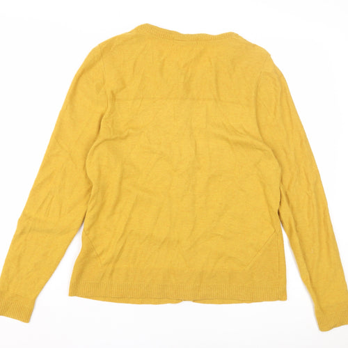 White Stuff Women's Yellow Cardigan UK 14 Merino Wool