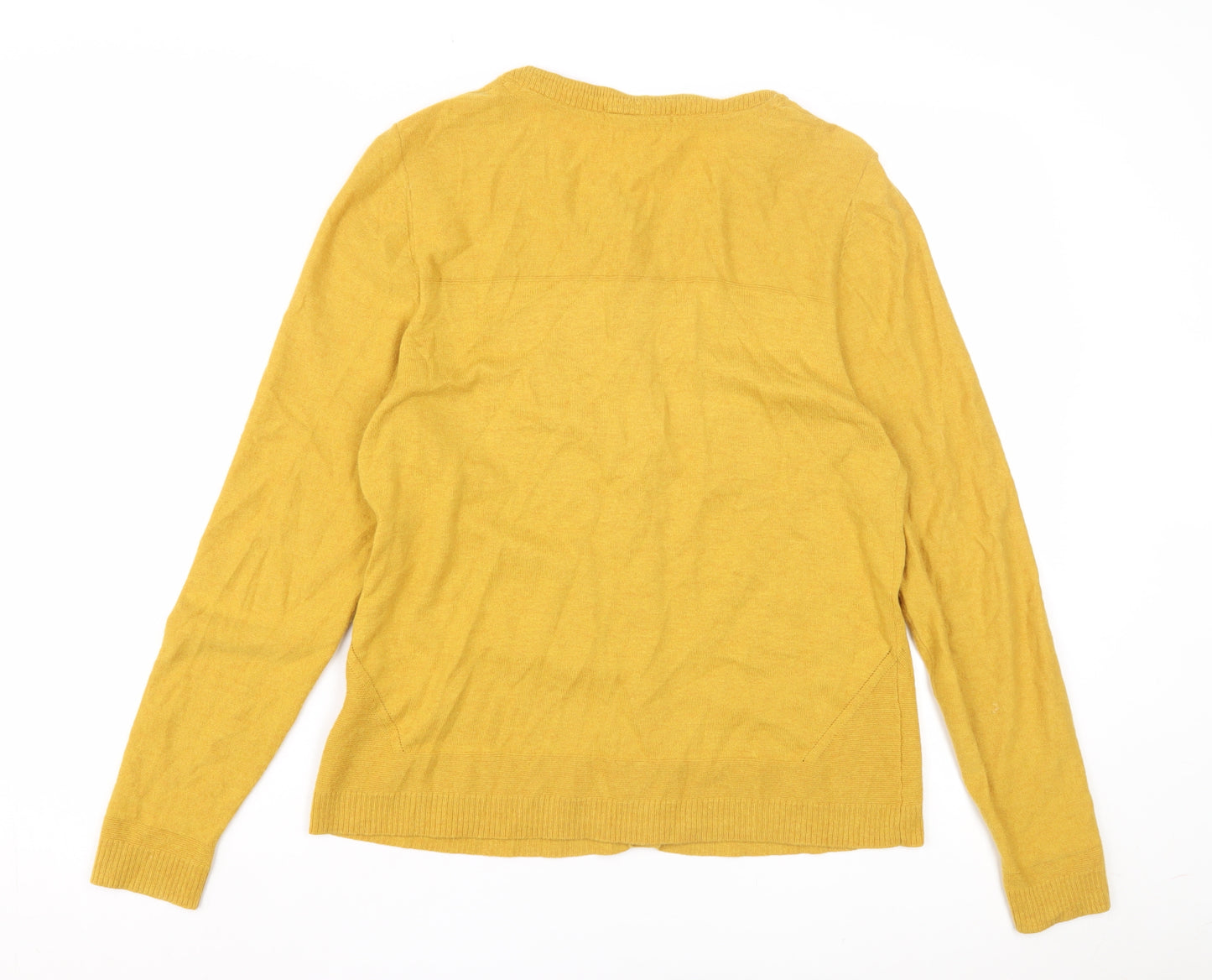 White Stuff Women's Yellow Cardigan UK 14 Merino Wool