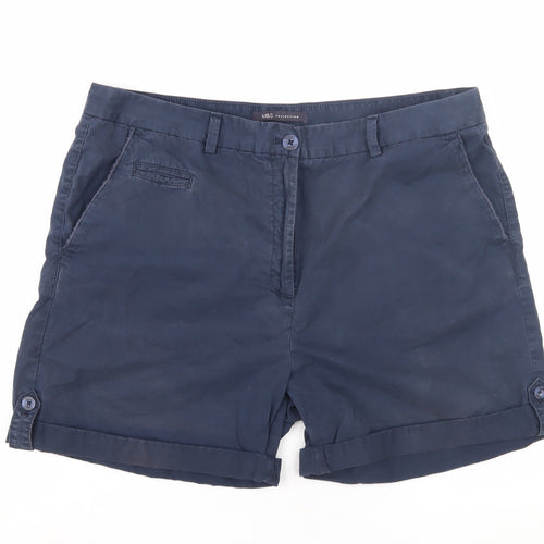 Marks and Spencer Women's Blue Cotton Shorts, Size 16