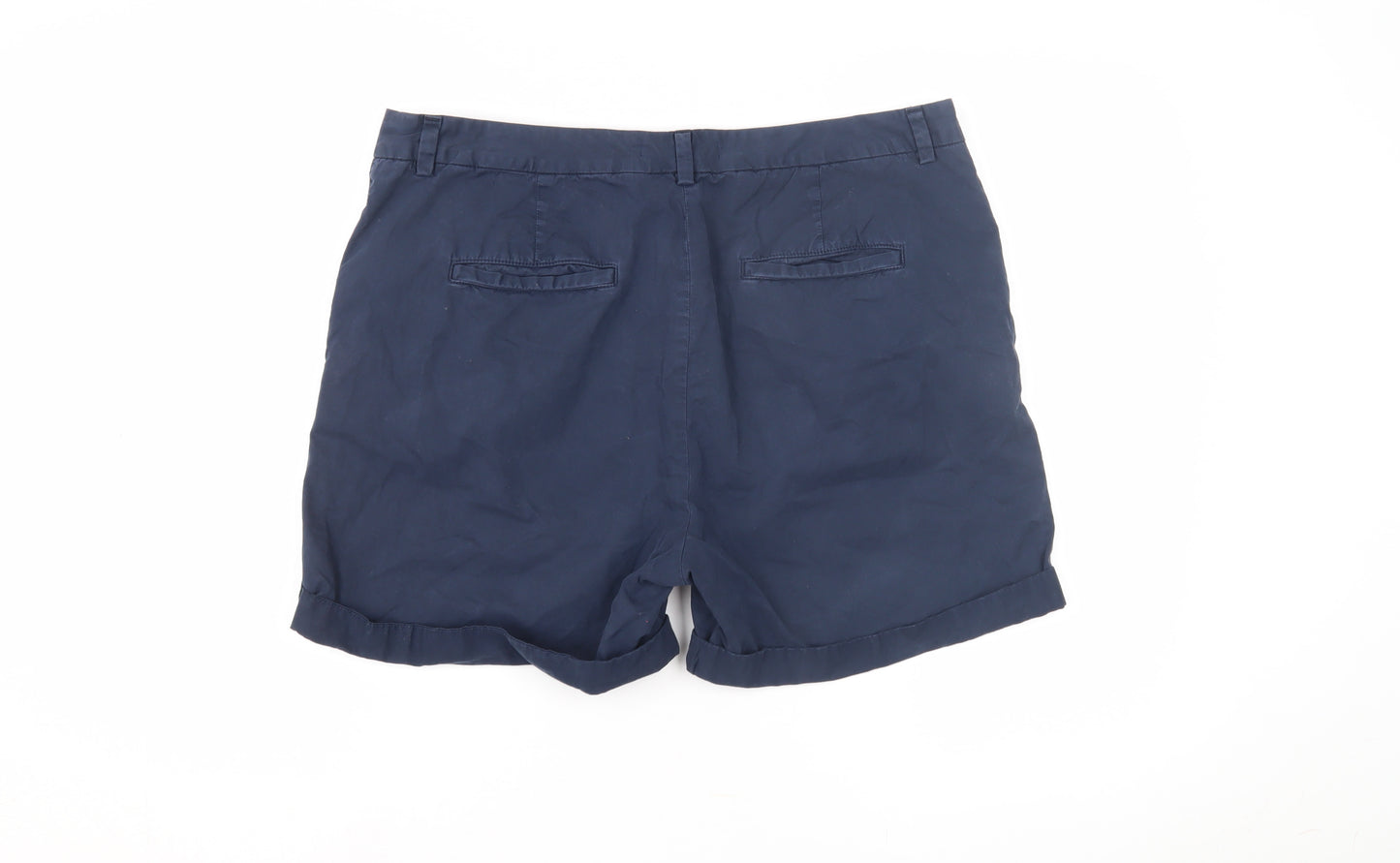 Marks and Spencer Women's Blue Cotton Shorts, Size 16