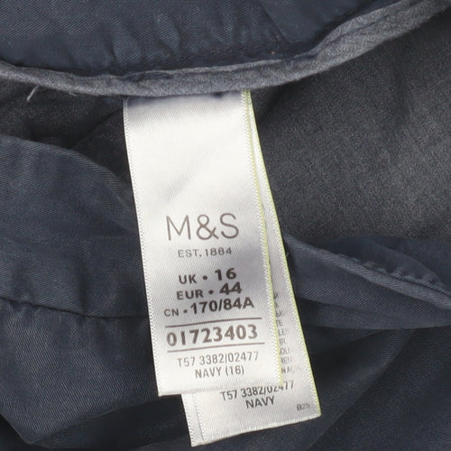 Marks and Spencer Women's Blue Cotton Shorts, Size 16