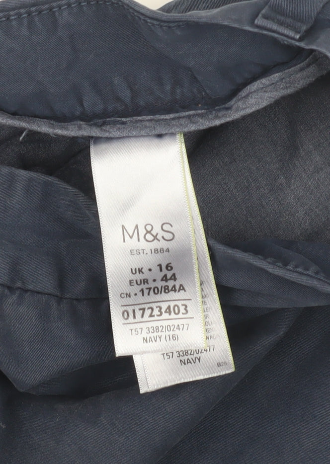 Marks and Spencer Women's Blue Cotton Shorts, Size 16