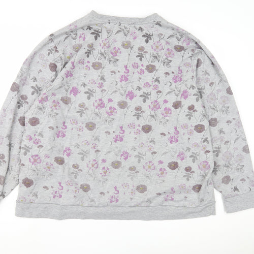 Cotton Traders Women's Grey Floral Pullover Sweatshirt Size 26