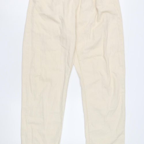 MNG Women's Beige Paperbag Jeans, Size L, High Rise