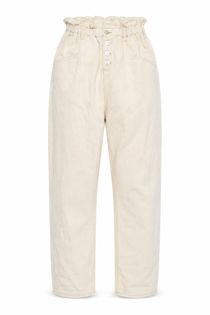 MNG Women's Beige Paperbag Jeans, Size L, High Rise