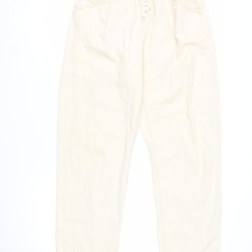 MNG Women's Beige Paperbag Jeans, Size L, High Rise