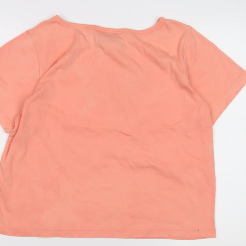 Indigo Moon Women's Orange T-Shirt, Size L, Embroidered
