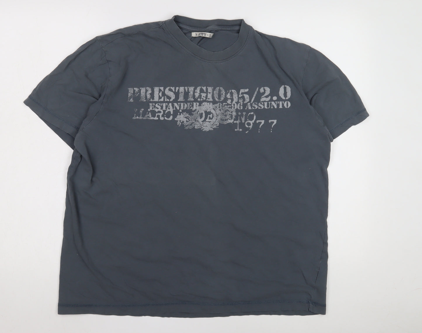 Men's Blue Graphic Print T-Shirt, Short Sleeve