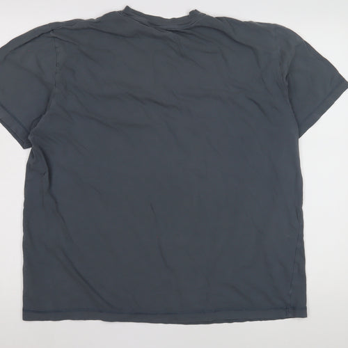 Men's Blue Graphic Print T-Shirt, Short Sleeve