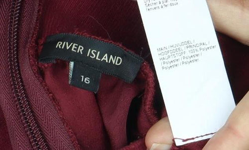 River Island Women's Red 3/4 Sleeve Dress Size 16