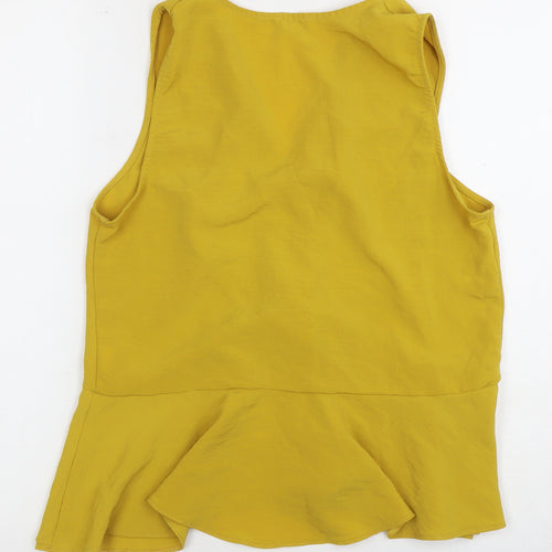 River Island Women's Yellow Linen Wrap Blouse Size 14