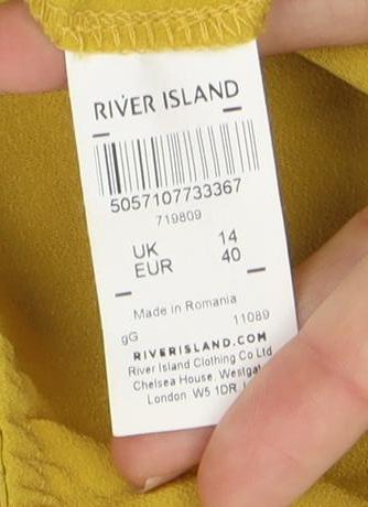 River Island Women's Yellow Linen Wrap Blouse Size 14