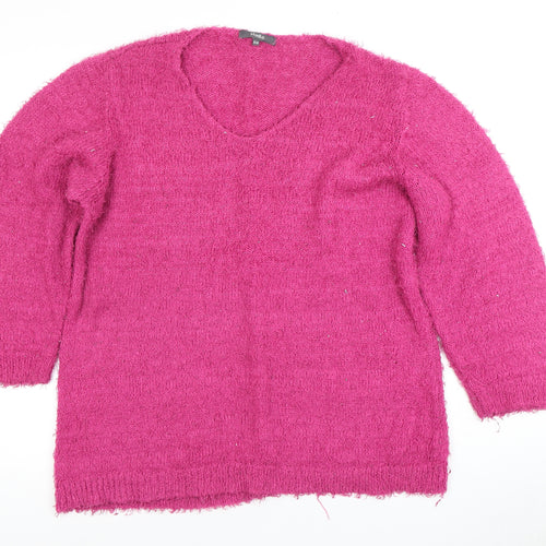 Studio Women's Size 16 Pink Pullover V-Neck Jumper