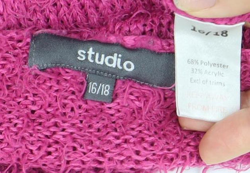 Studio Women's Size 16 Pink Pullover V-Neck Jumper
