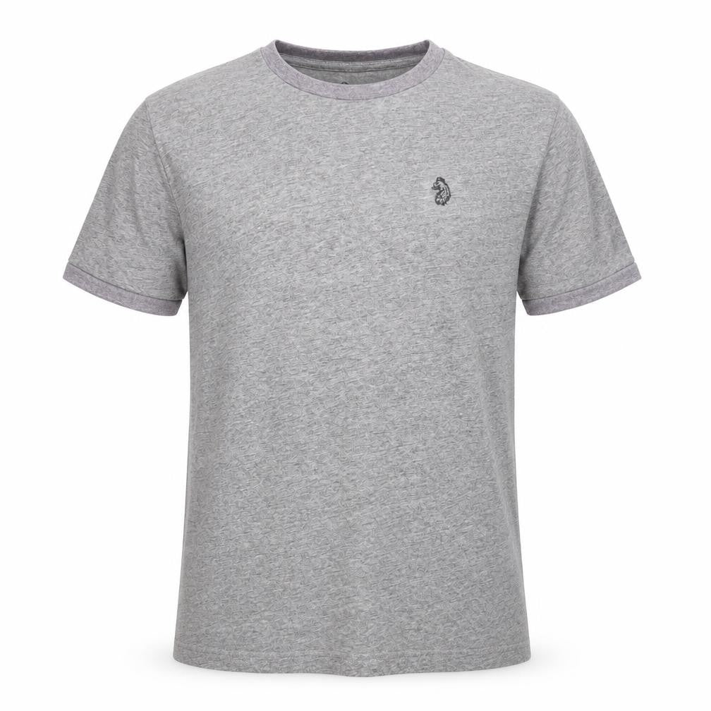 Front view of Luke Men's Grey M Crew Neck T-Shirt with Logo