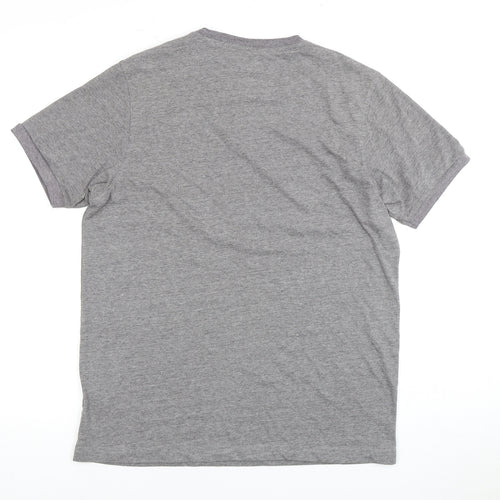 Luke Men's Grey M Crew Neck T-Shirt with Logo