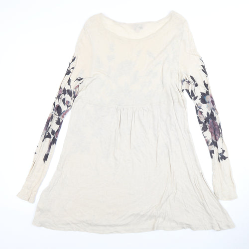 Phase Eight Women's Beige Floral Long Sleeve Dress Size 12
