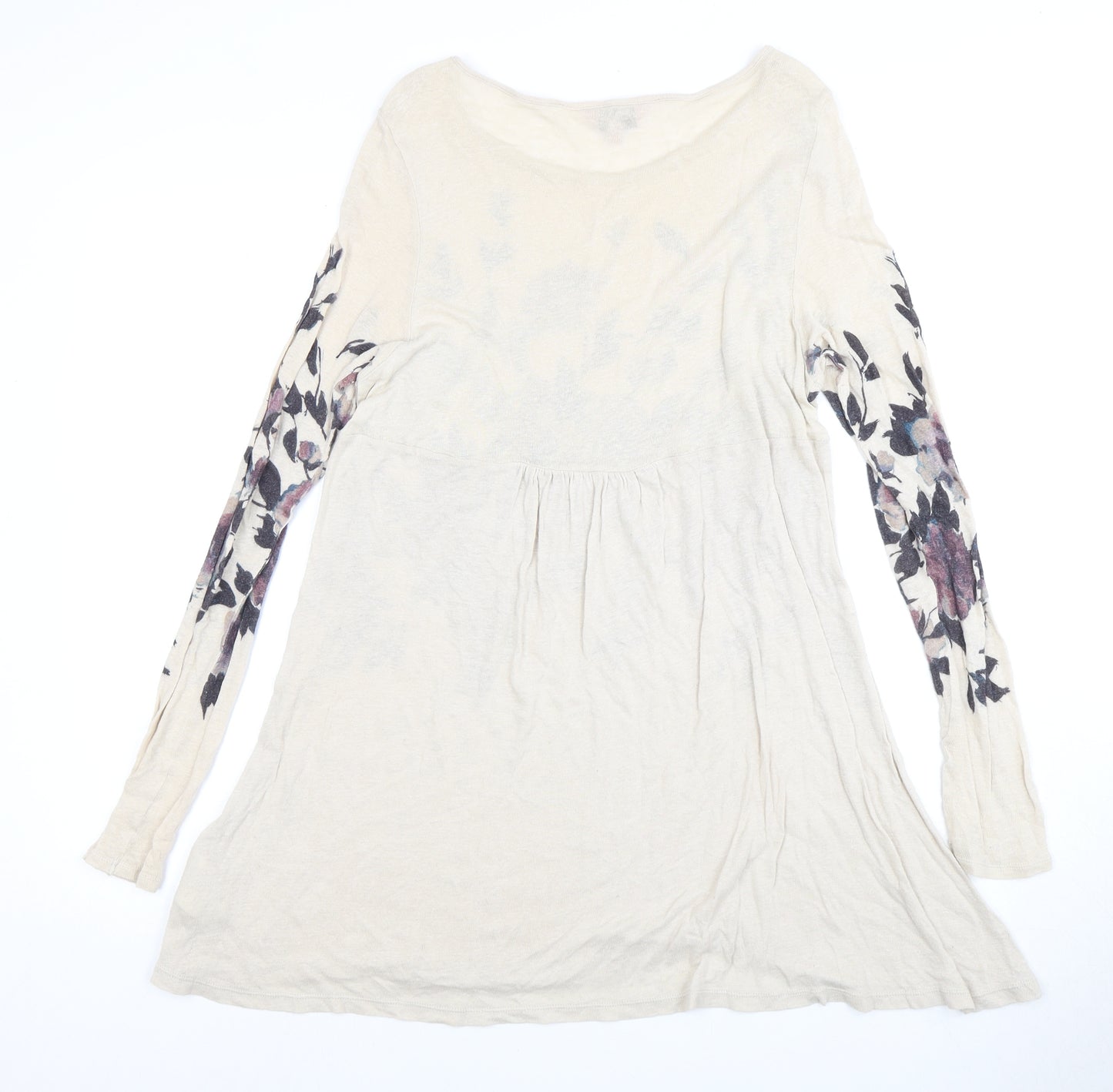 Phase Eight Women's Beige Floral Long Sleeve Dress Size 12