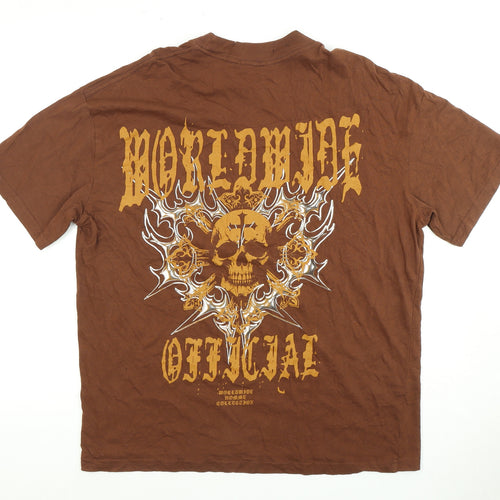 boohooMAN Men's XS Brown Short Sleeve Graphic T-Shirt