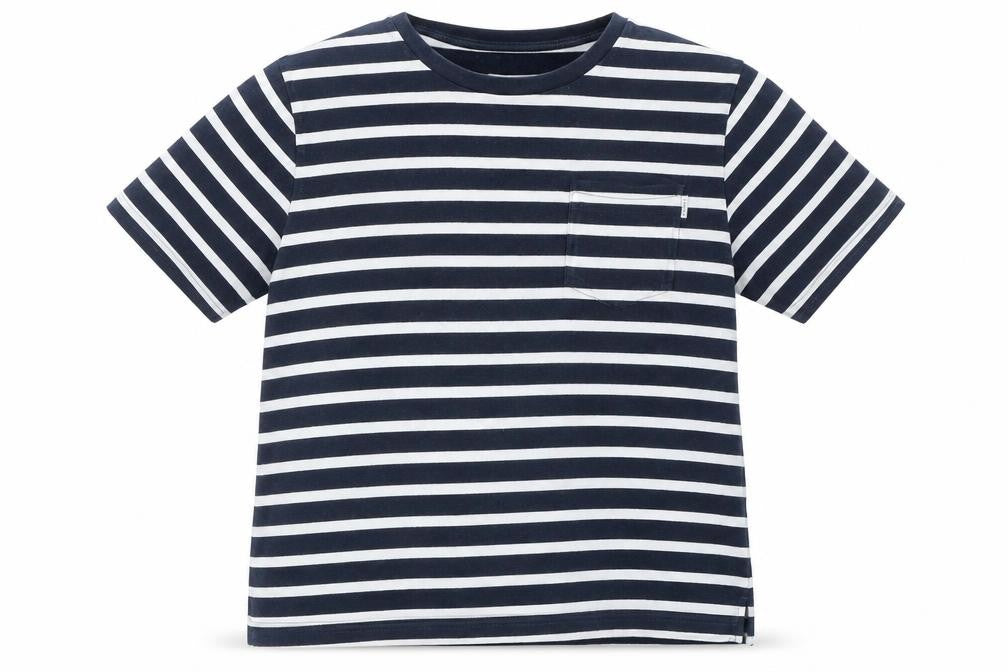Front view of Peter Werth unisex striped t-shirt, size 12