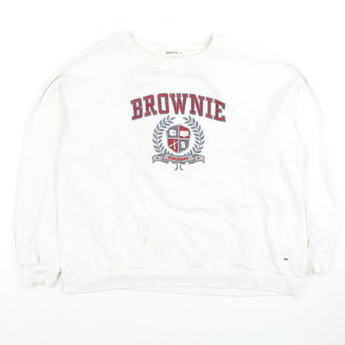 BROWNIE Women's White Pullover Sweatshirt S