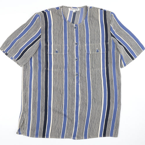 Windsmoor Women's Blue Striped Button-Up Shirt Size 12