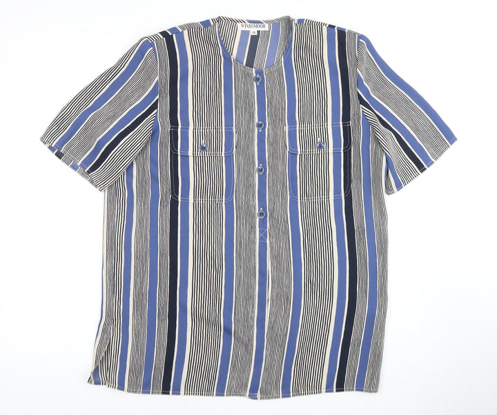 Windsmoor Women's Blue Striped Button-Up Shirt Size 12