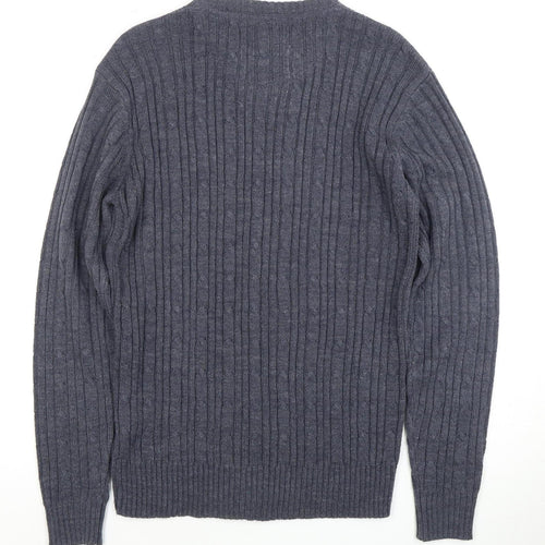 Men's Blue Cable-Knit Pullover Jumper, Size S