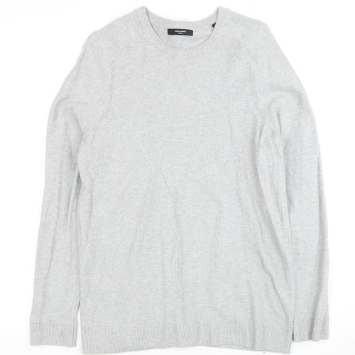 Jack & Jones Men's Grey Cotton Pullover Jumper M