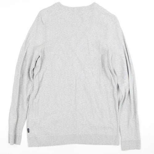 Jack & Jones Men's Grey Cotton Pullover Jumper M
