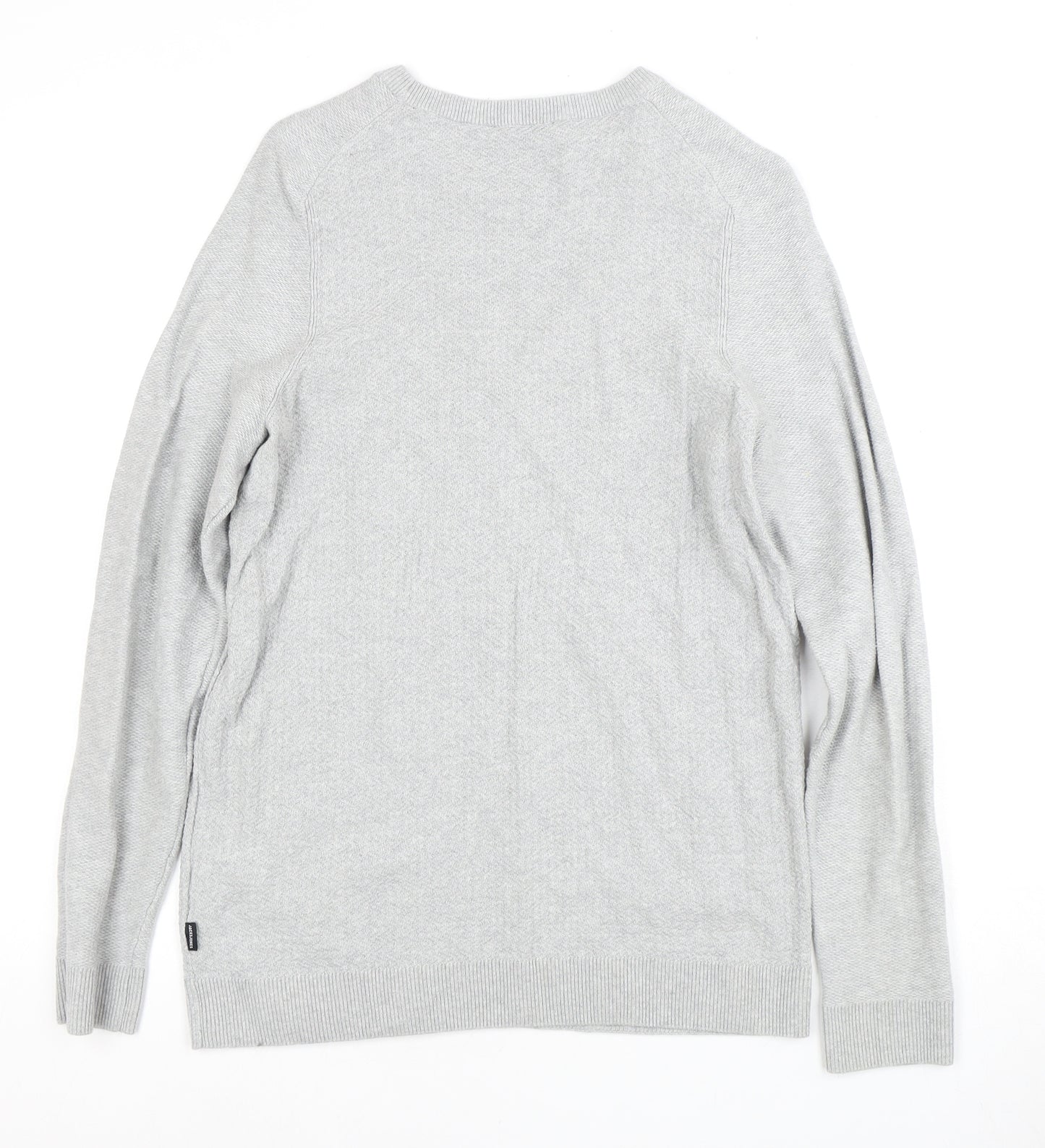 Jack & Jones Men's Grey Cotton Pullover Jumper M