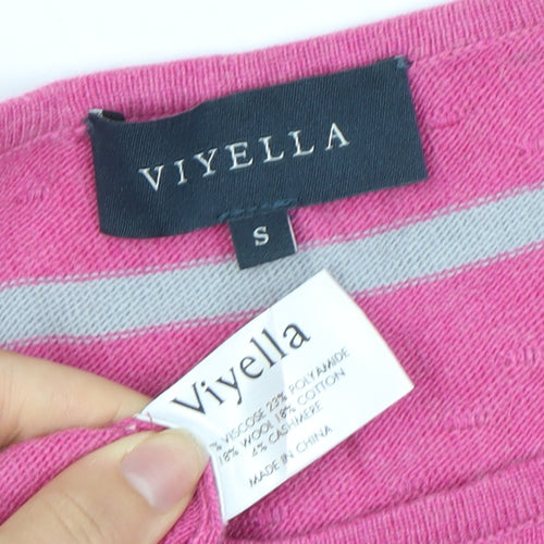 Viyella Women's Pink Striped Jumper, S, Casual Knit