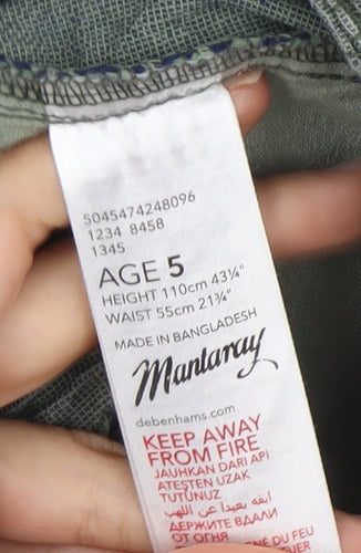 Mantaray Boys Green Cotton Shorts Size 5 Years