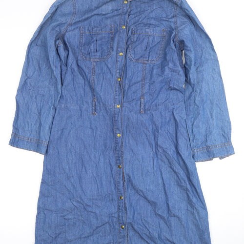 Dorothy Perkins Women's Blue Denim Shirt Dress Size 10