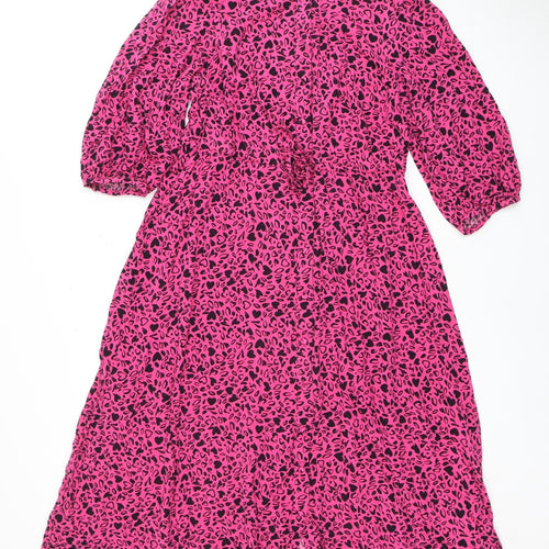 New Look Women's Pink Animal Print A-Line Dress Size 10