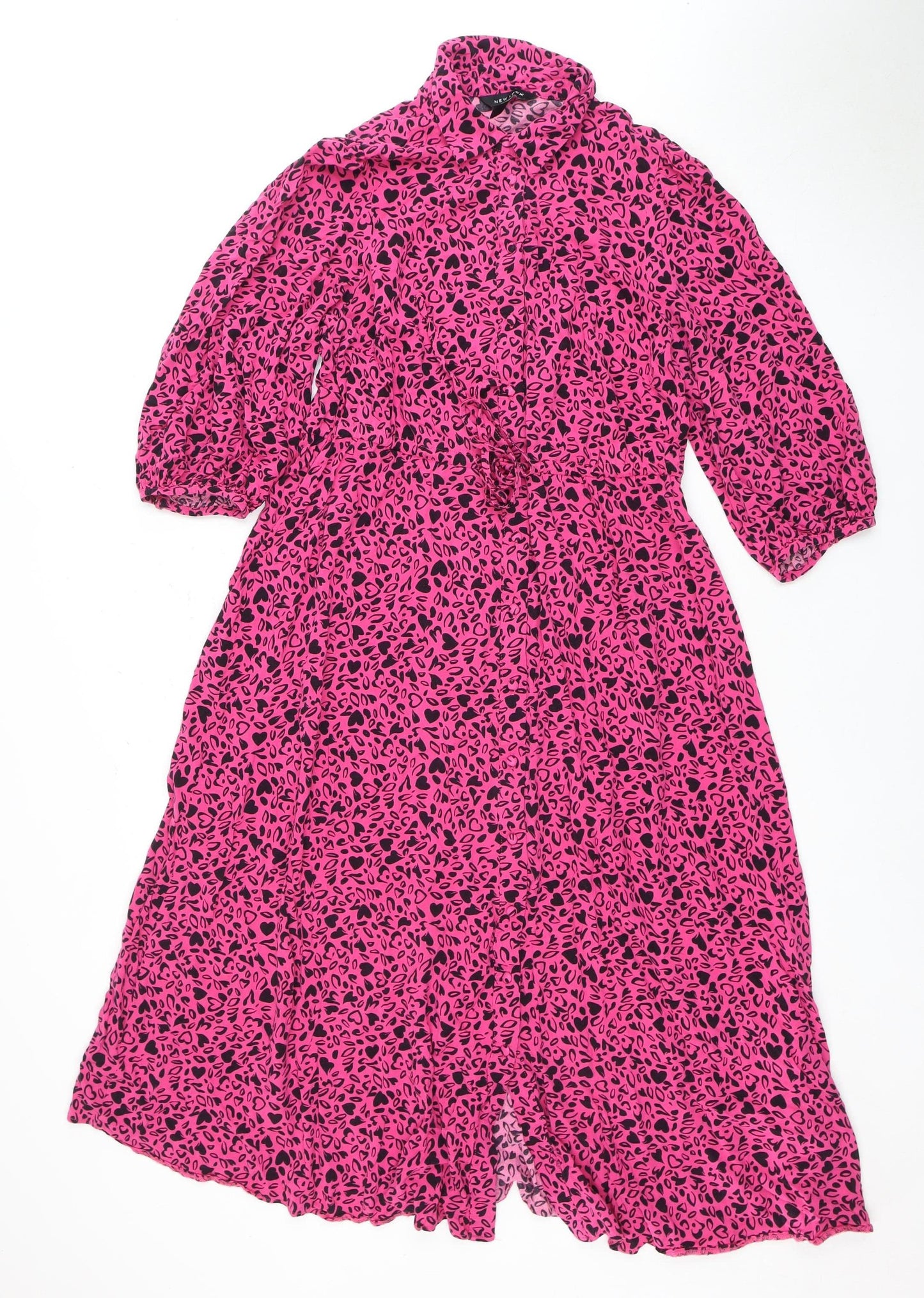New Look Women's Pink Animal Print A-Line Dress Size 10