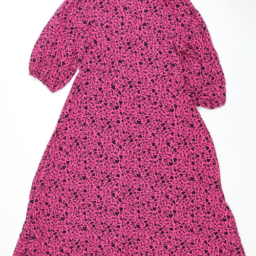 New Look Women's Pink Animal Print A-Line Dress Size 10