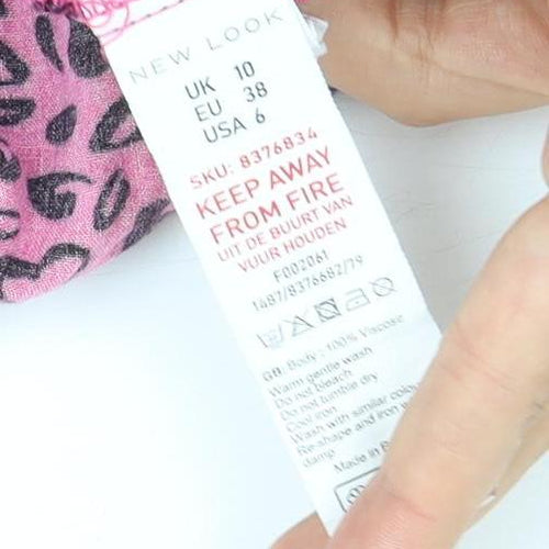 New Look Women's Pink Animal Print A-Line Dress Size 10