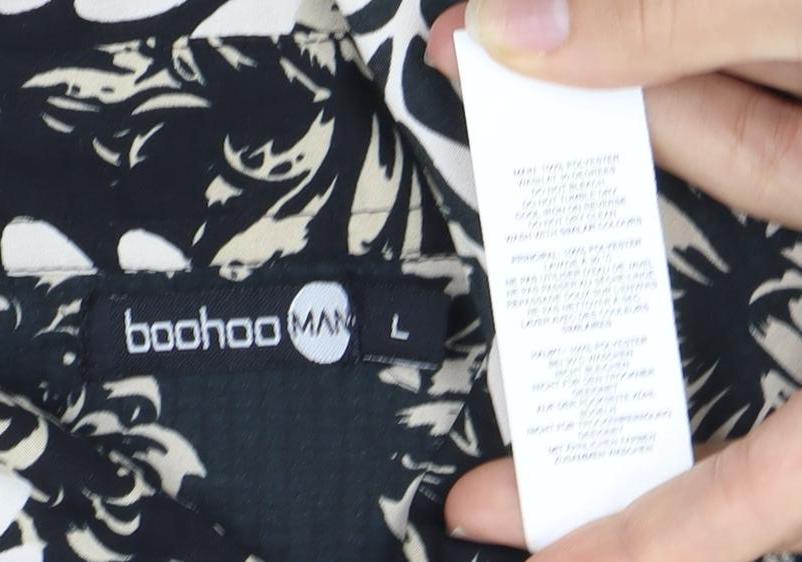 Boohoo Men's Black Floral Short Sleeve Shirt Size 7