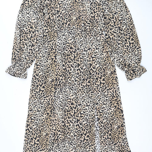 New Look Women's Beige Animal Print Dress Size 10