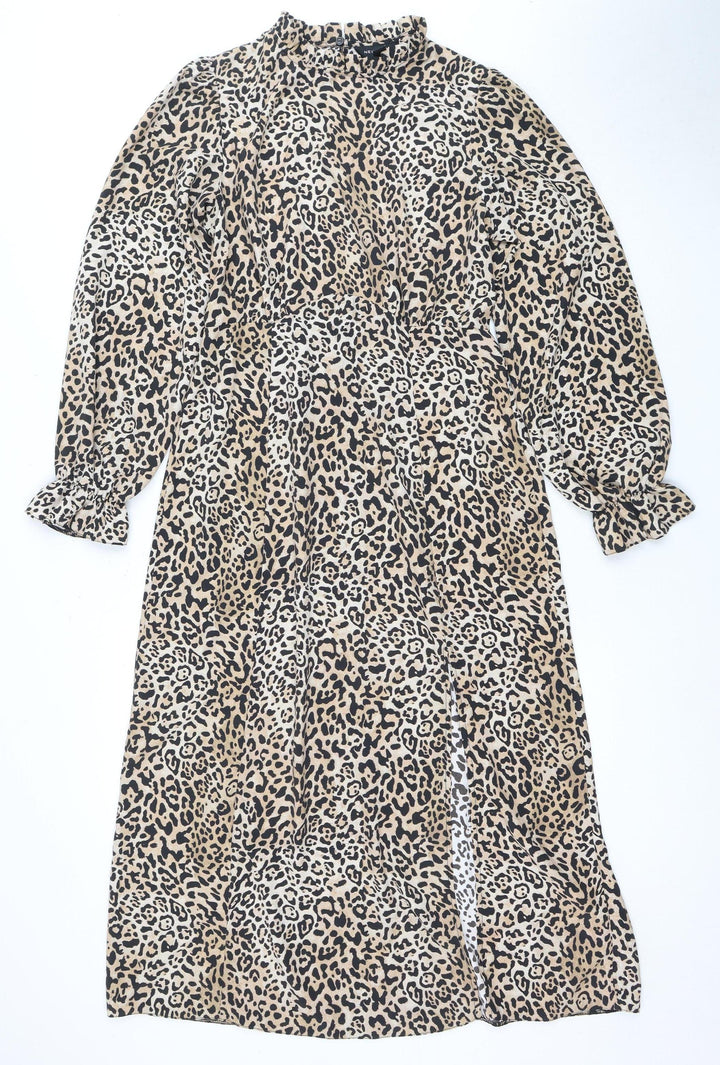 New Look Women's Beige Animal Print Dress Size 10